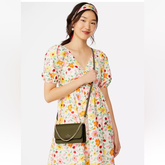 New Kate Spade Madison Small Flap Crossbody Saffiano Leather Seaweed Green - Picture 2 of 5